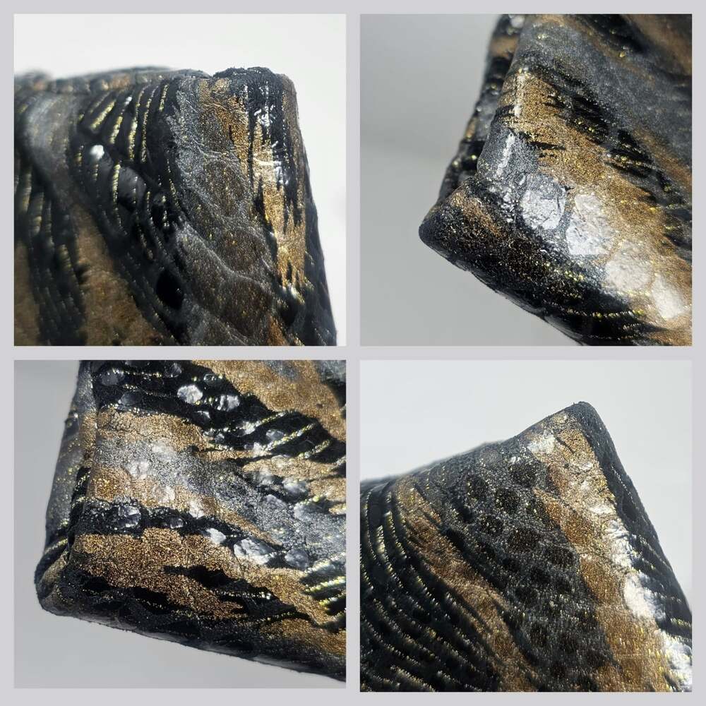 Vintage HOBO Lauren Metallic Shimmery Tiger Leather Double Frame Wallet Clutch - Picture 6 of 12